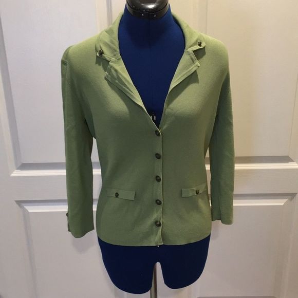 ADAMO med green long sleeve cardigan size M - Picture 3 of 5
